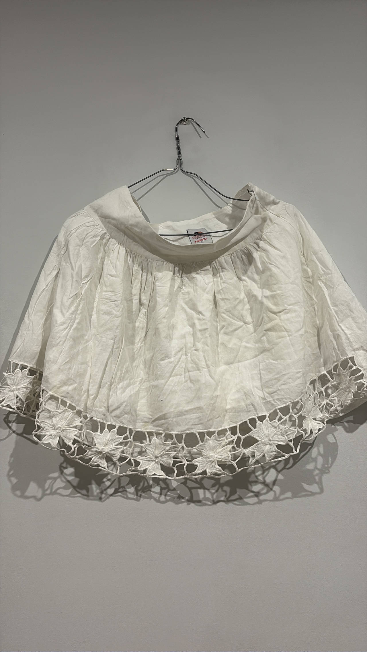 White Lace Hem Cropped Blouse
