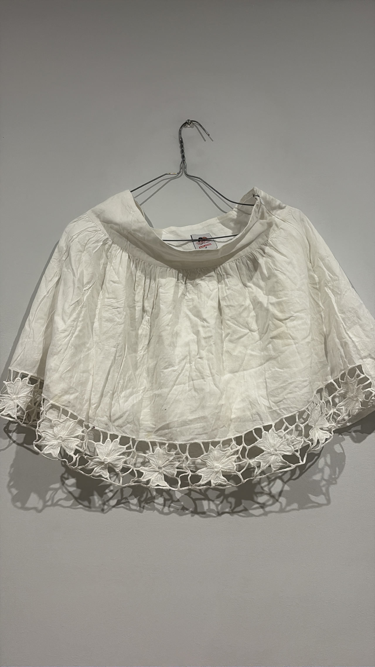 White Lace Hem Cropped Blouse