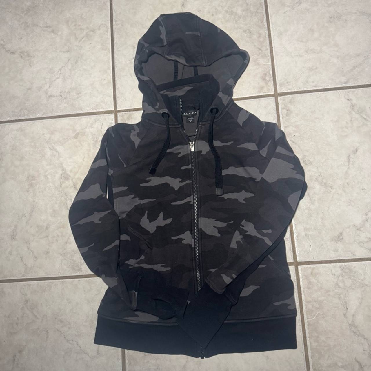 Athleta Black Camo Full-Zip Hoodie