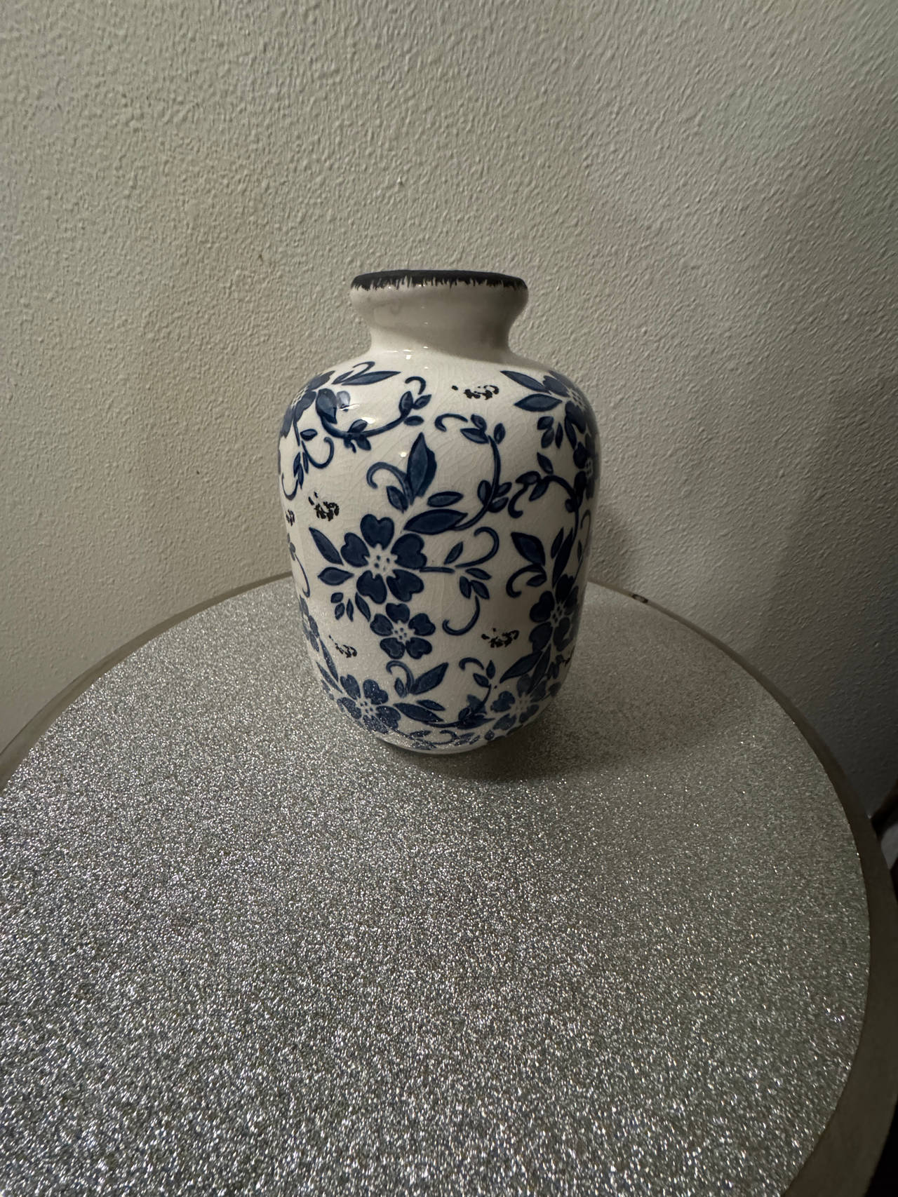 Blue and White Floral Ceramic Vase