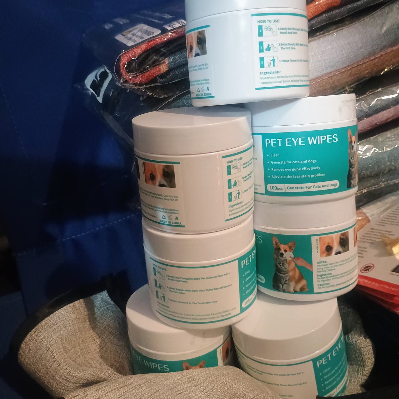 7 jars Pet Eye Wipes for Cats and Dogs