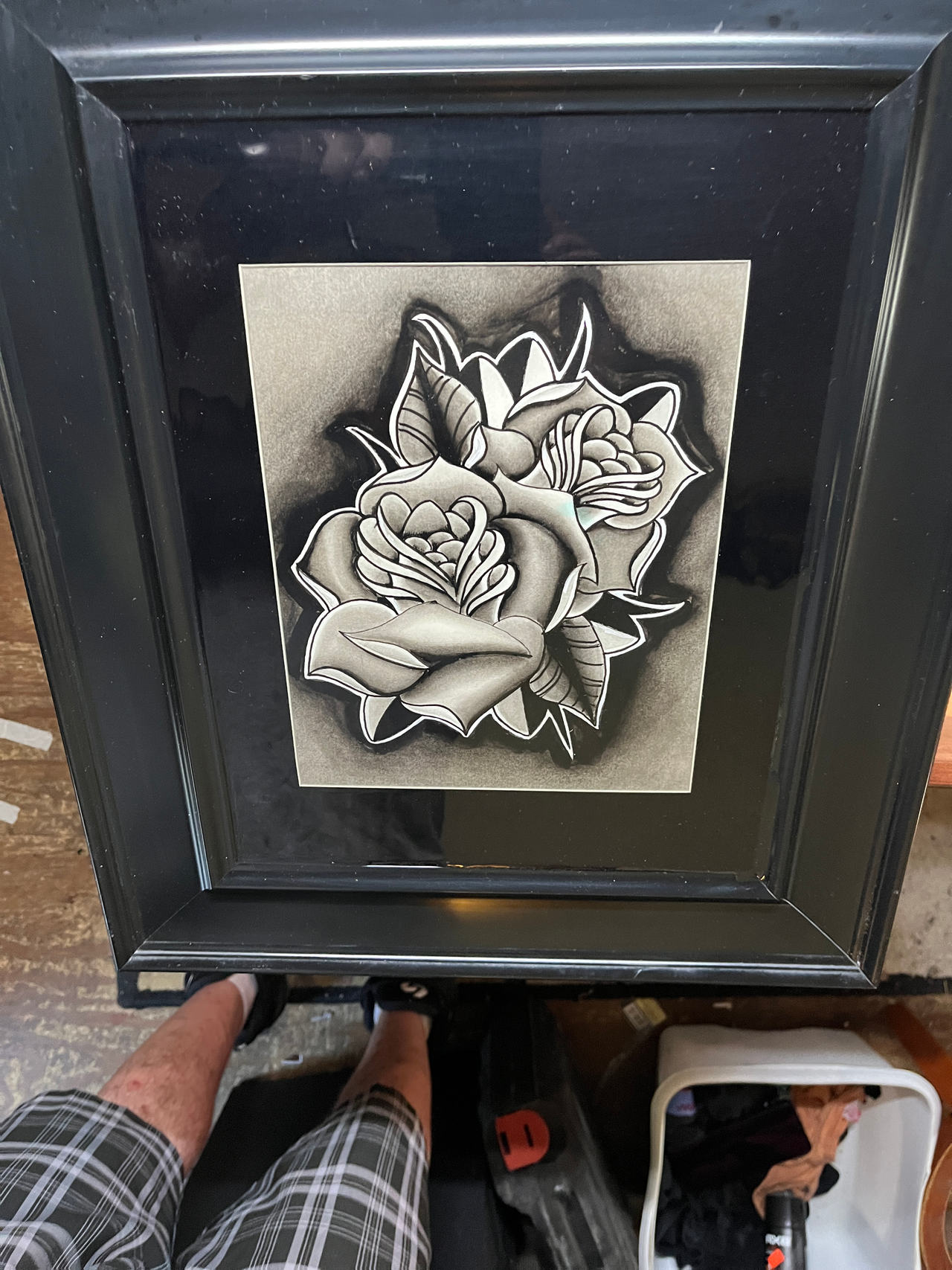 Framed Black and White Rose Art Print
