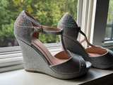 Silver Glitter Wedge Heels - Image 1