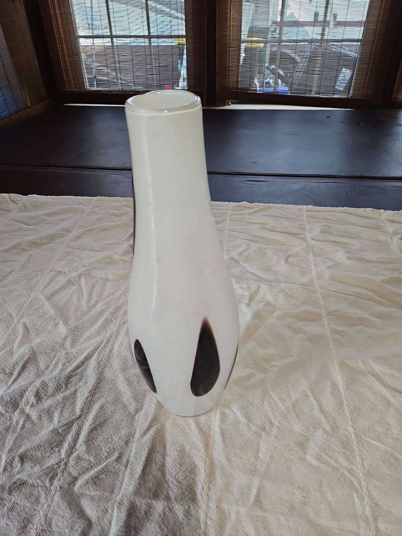 Mid-Century Modern White and Purple Art Glass Vase