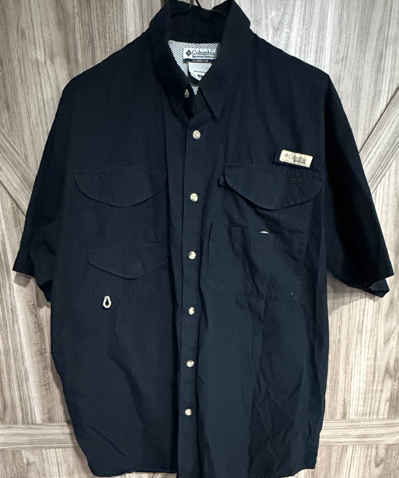 Large Black Columbia Men's PFG Bahama II Short Sleeve Shirt