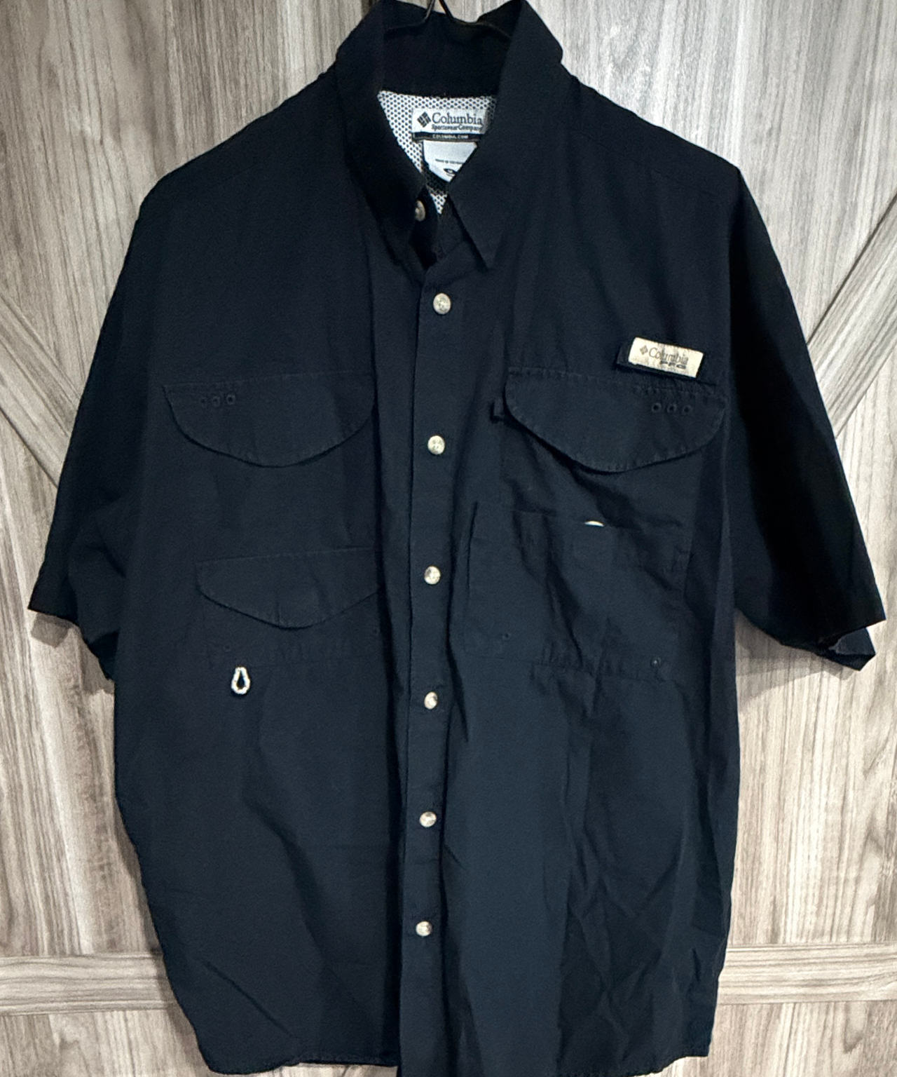 Large Black Columbia Men's PFG Bahama II Short Sleeve Shirt
