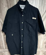 Large Black Columbia Men's PFG Bahama II Short Sleeve Shirt - Image 1
