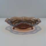 Fenton Amethyst Glass Ruffled Footed Bowl with Blue Crest - Image 2