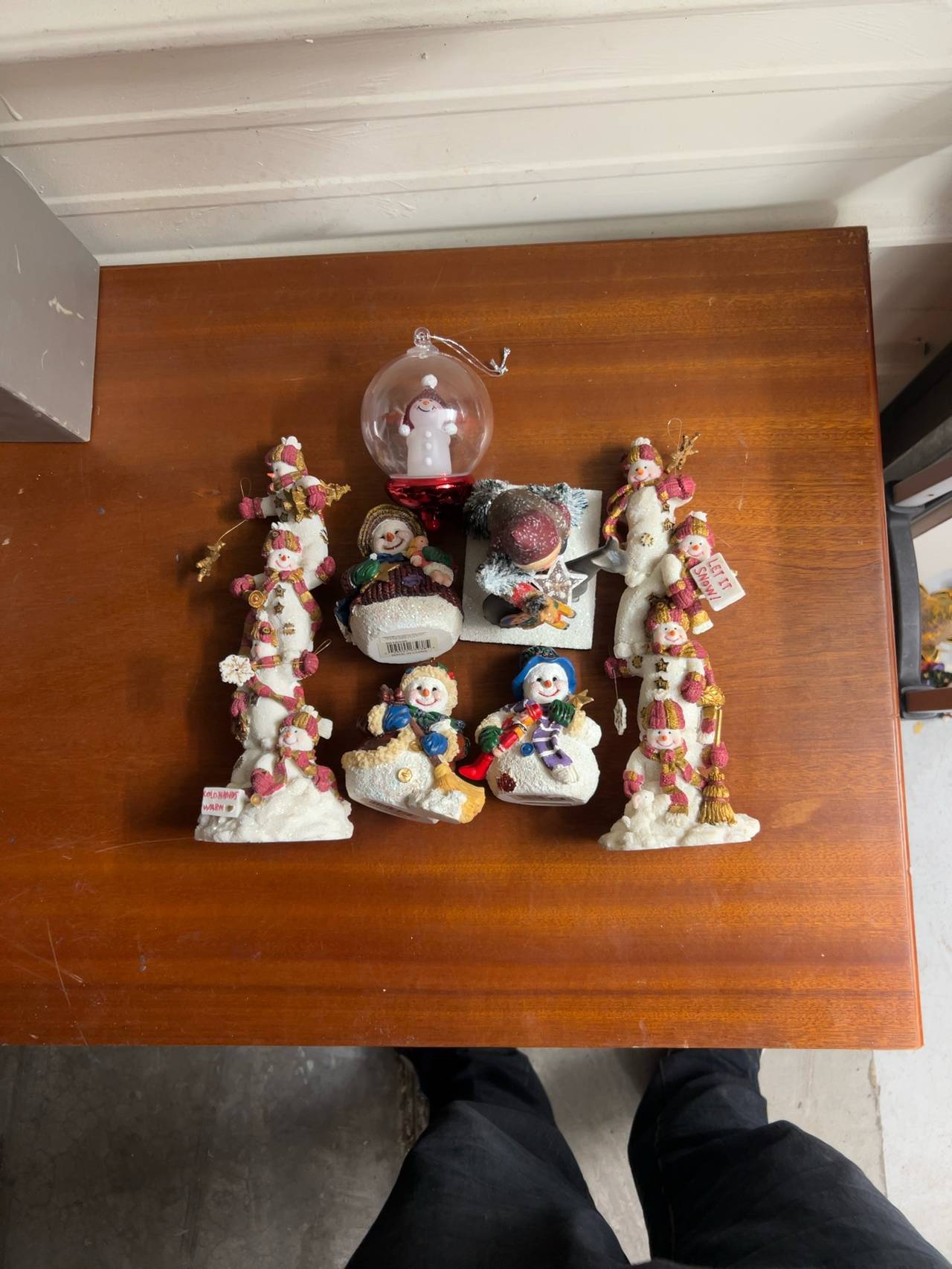 Grandeur Noel Fishing Snowman Family Set Vintage