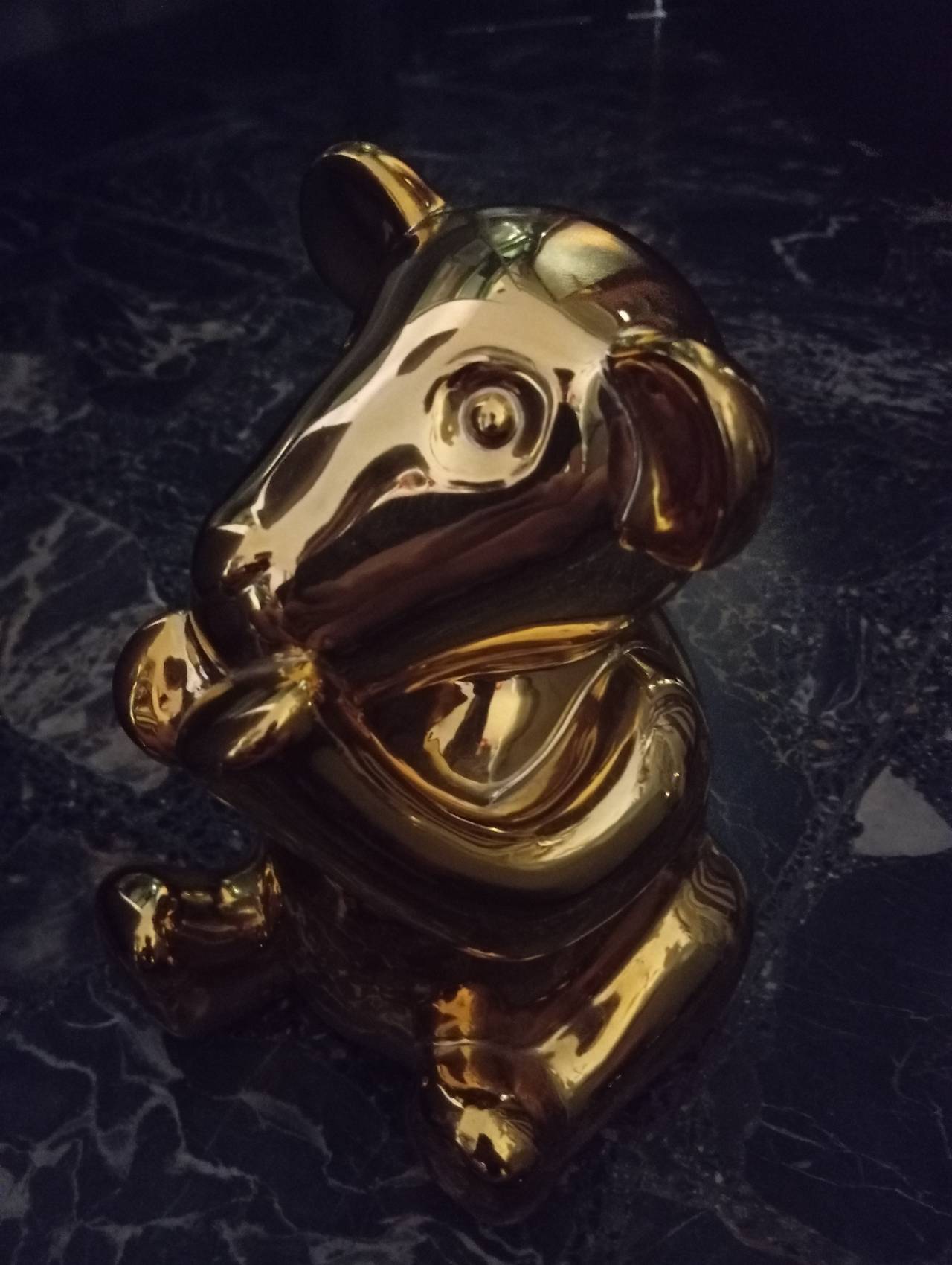 Gold Chrome Teddy Bear Figurine