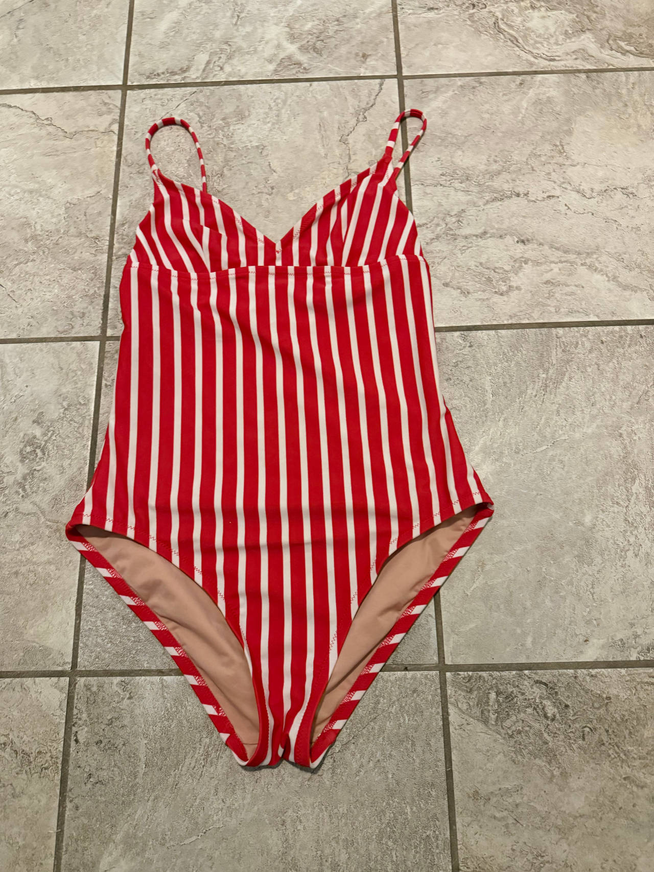 J.Crew Red and White Striped One-Piece Swimsuit