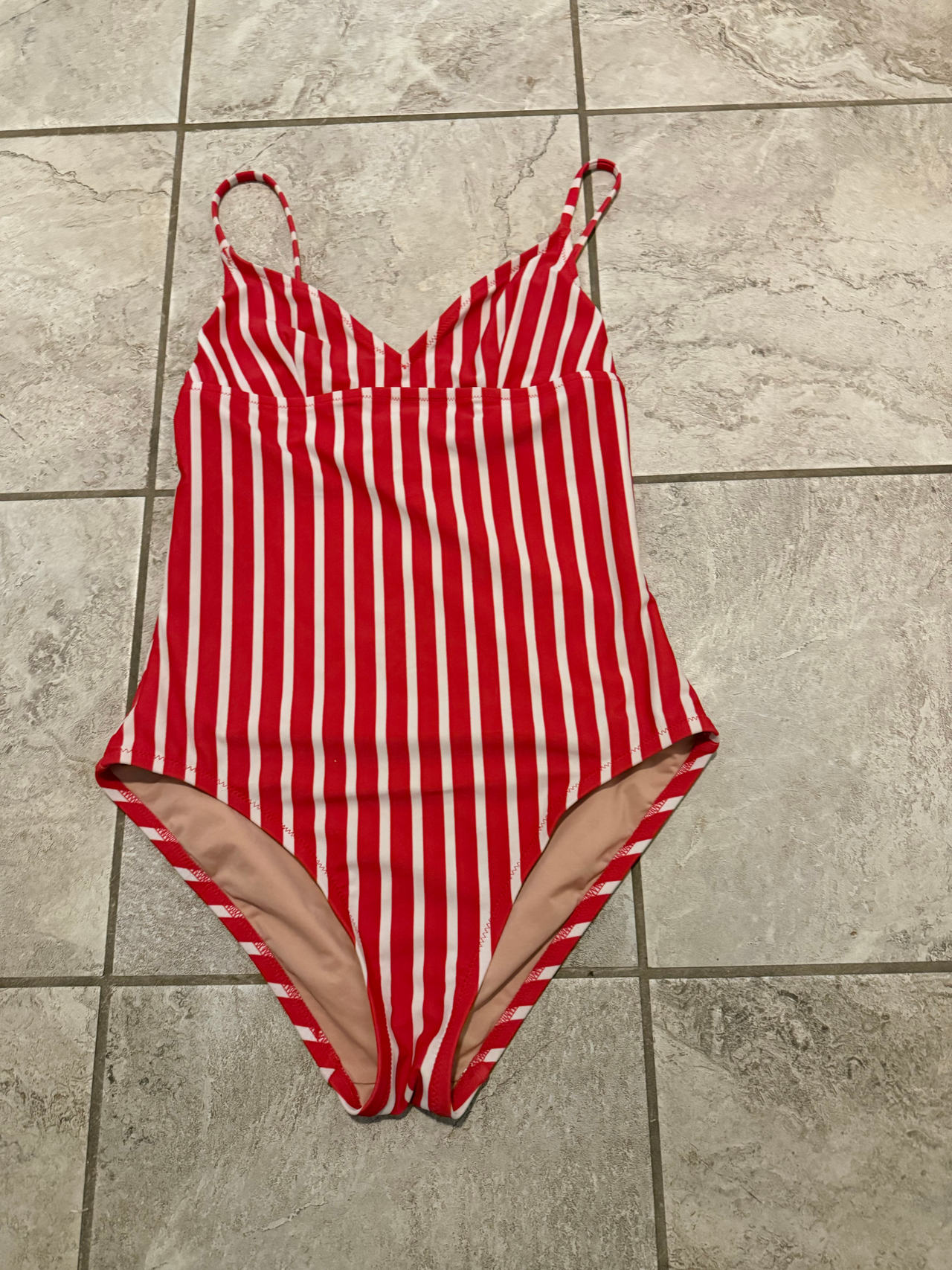 J.Crew Red and White Striped One-Piece Swimsuit