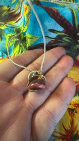 14k Yellow Gold Manatee Pendant Charm Natural Sea Shell Gold Rim Pendant - Image 6