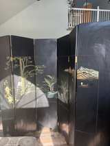 Chinese Black Lacquer Folding Screen with Crane Birds - Image 2