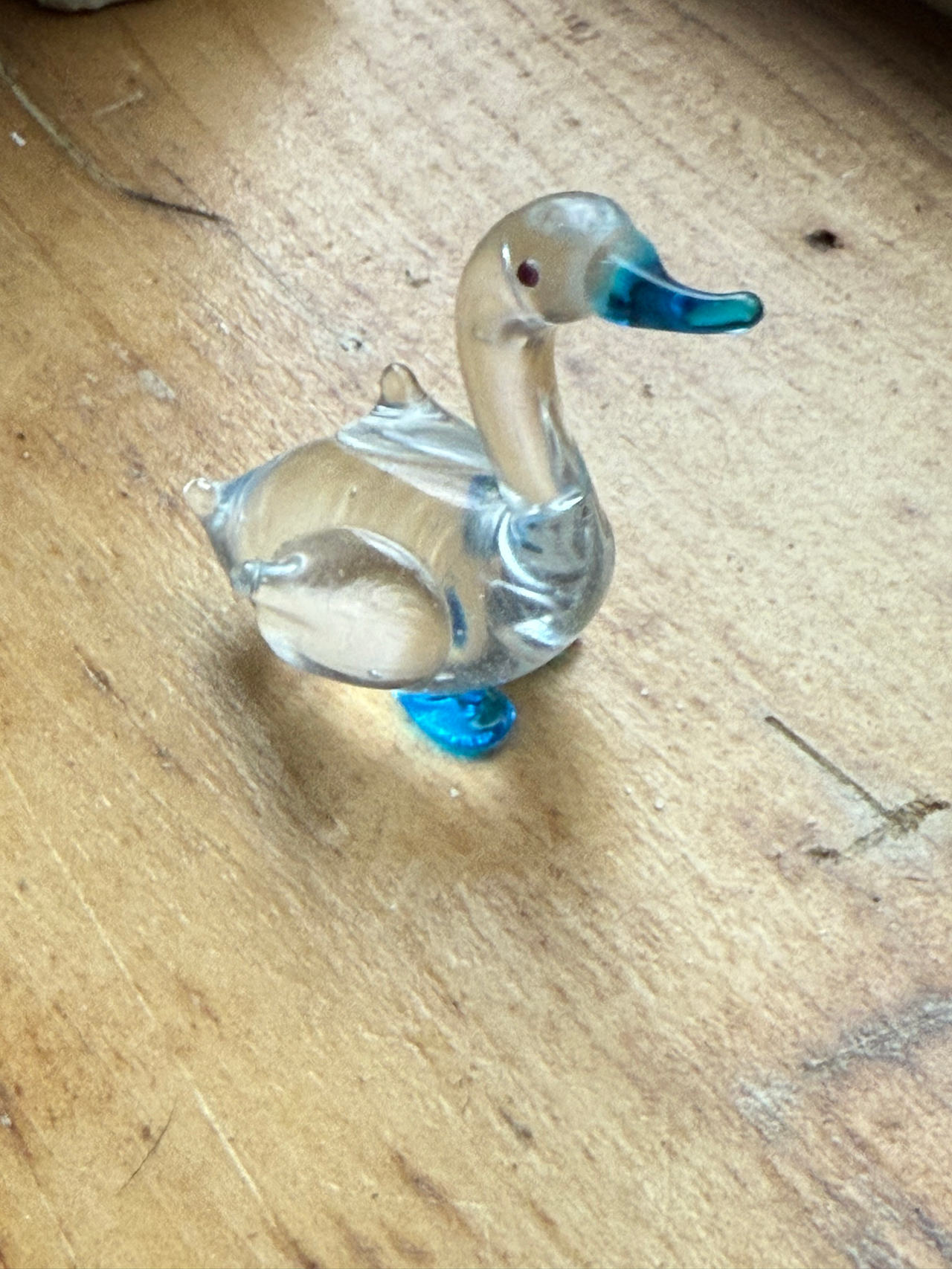 Miniature Hand-Blown Glass Duck Figurine