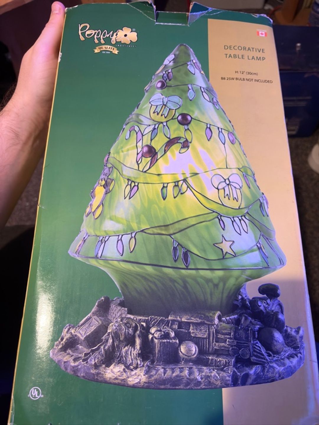 Vintage Poppy Lighted Christmas Tree Decorative Table Lamp Night Light 12"