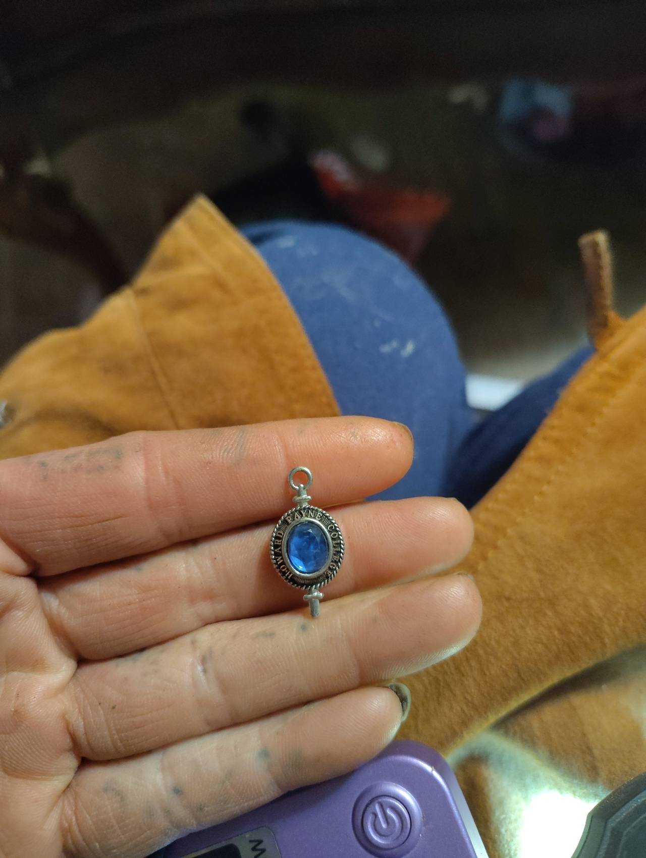 Howard Payne University Vintage Blue Stone Charm