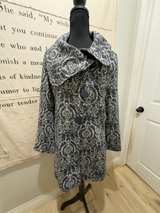 Sweet Miss Gray and White Brocade Wool Coat - Image 1