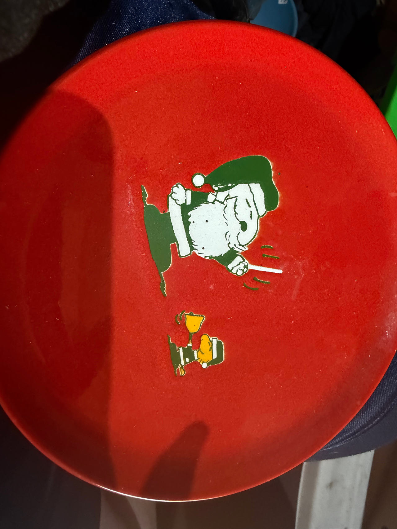 Peanuts Snoopy Santa Red Christmas Plate