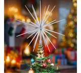 13.8 Inch Silver Christmas Burst Tree Topper Glittered 3D Burst Plastic Tree Top - Image 1