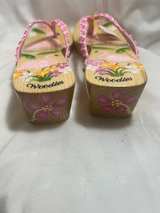Woodies Flamingo Floral Wood Flip Flops - Image 4