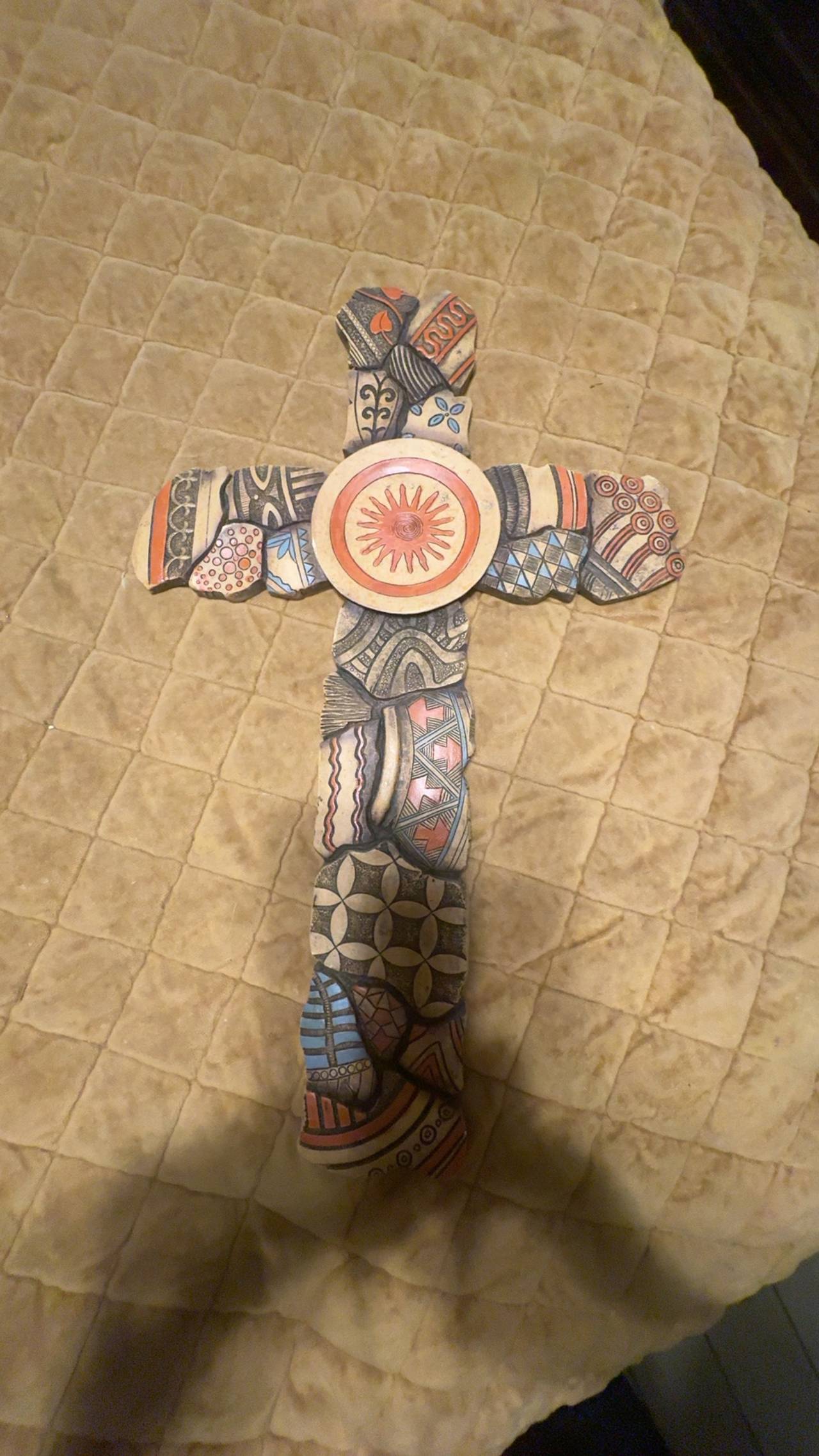 Turquoise Hand-Painted Wall Cross