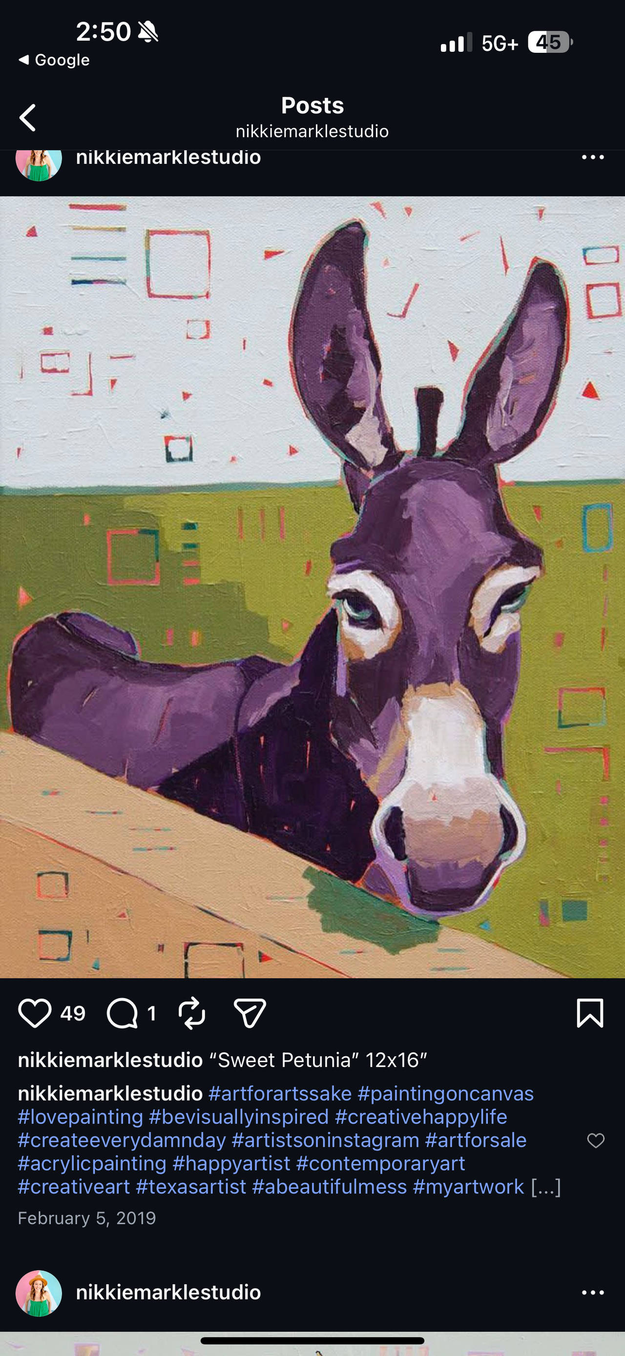 Nikkie Markle Studio "Sweet Petunia" Original Painting