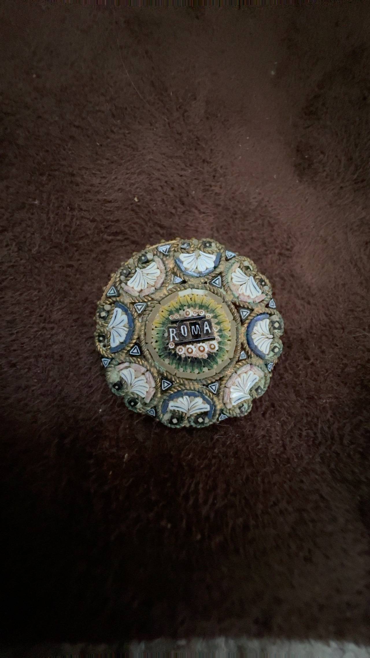Roma Micro Mosaic Brooch Pin Vintage