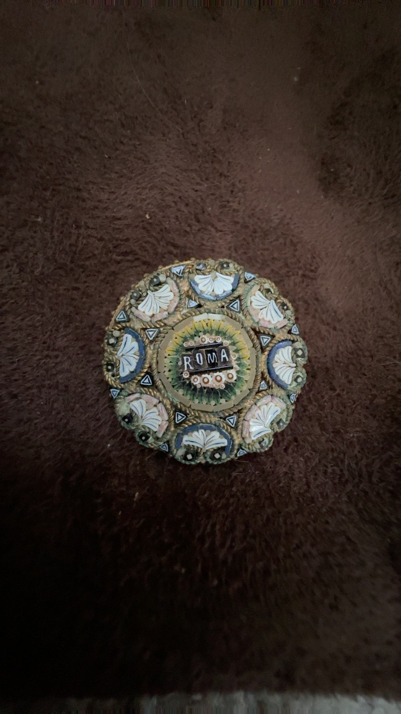 Roma Micro Mosaic Brooch Pin Vintage