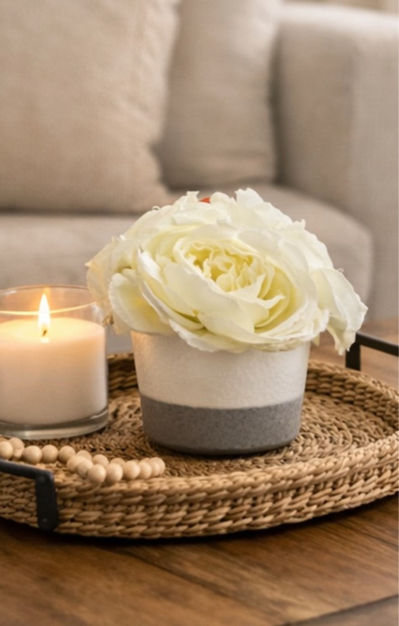 BLOSMON  Small White Artificial Flower Arrangement