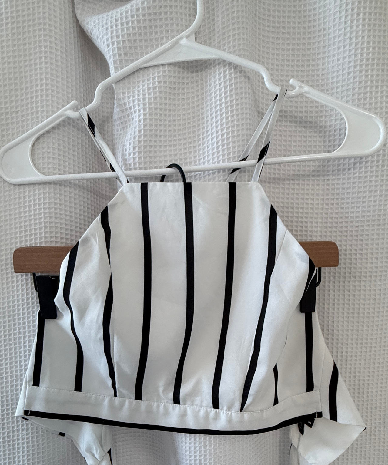 Striped High Neck Crop Top