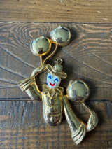 Vintage Gold Tone Clown with Balloons Pendant - Image 1