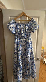 Blue and White Off-Shoulder Maxi Dress forever new  - Image 1