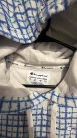 Champion Women's Grid Print Hoodie Medium blue and white - Image 3