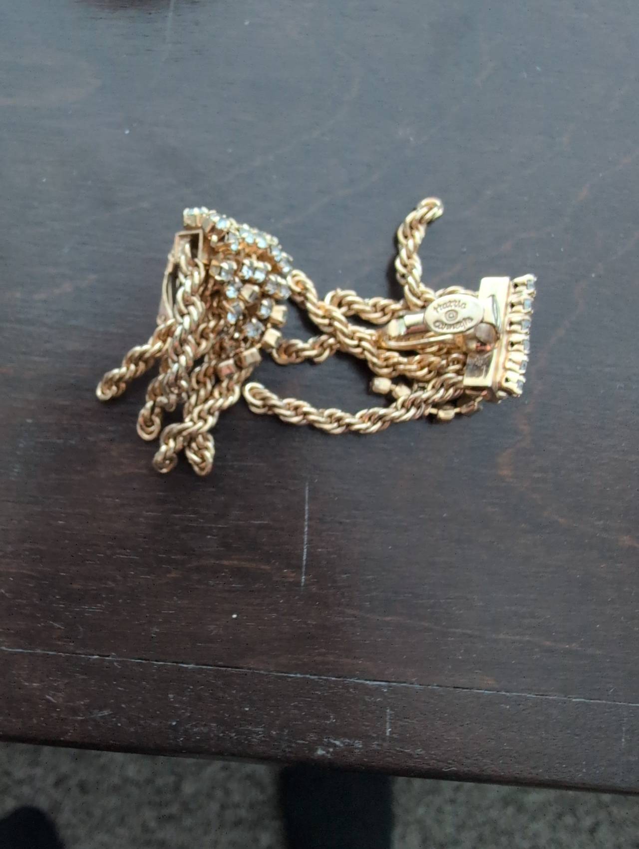 Hattie Carnegie Vintage Rhinestone Tassel Clip-On Earrings