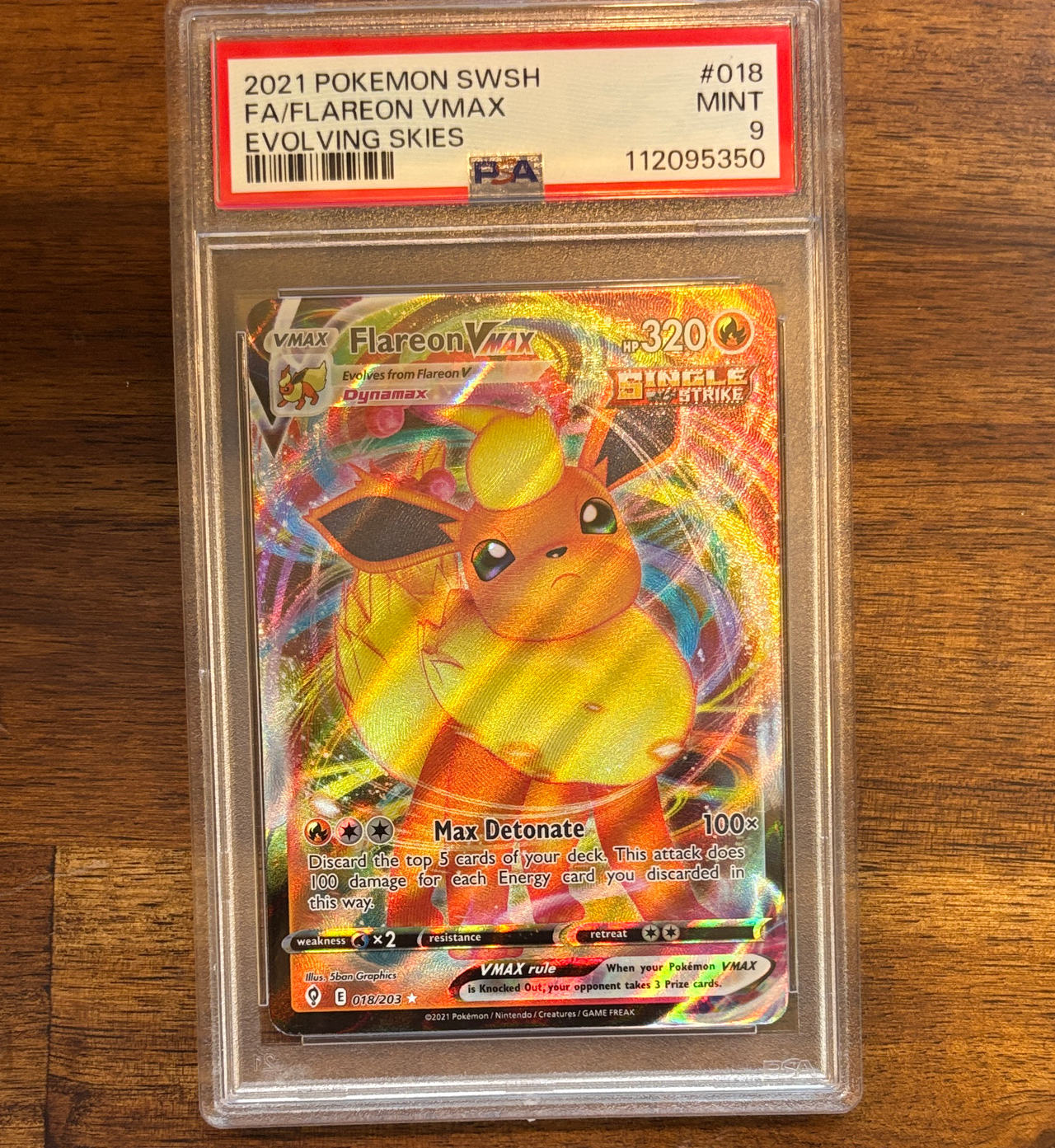 2021 Pokemon SWSH Evolving Skies Flareon VMAX PSA 9