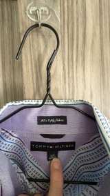 Tommy Hilfiger 80's 2-ply Fabric Striped Button Down Shirt Sz Large blue purple - Image 5