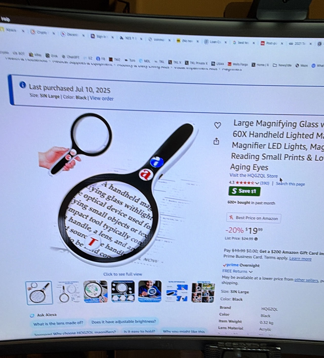 HQGZQL 60X Handheld Lighted Magnifying Glass