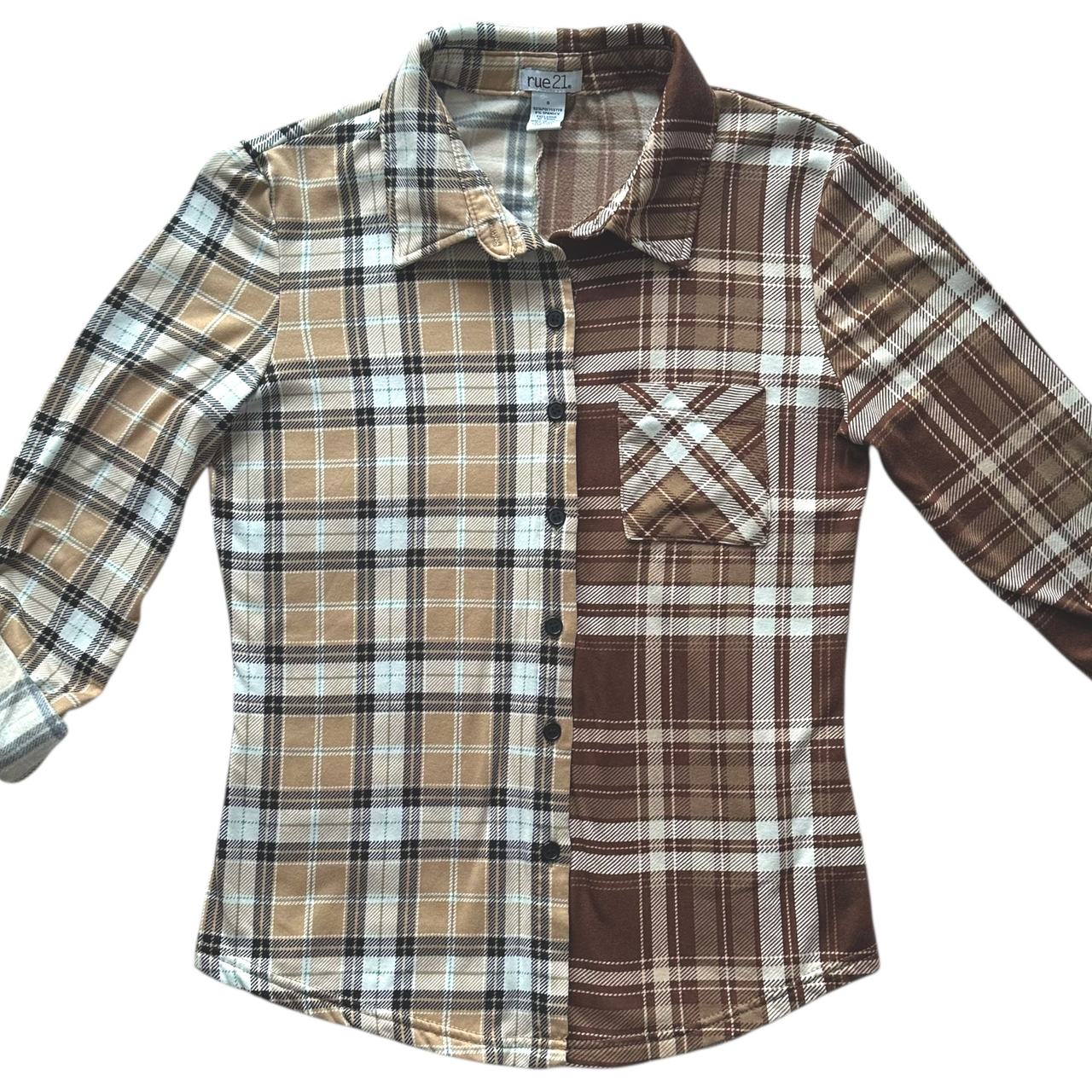 rue21 Split Plaid Flannel Button Down Shirt