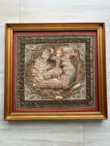 Vintage 1960s Framed Burmese Myanmar Kalaga Embroidery - Image 1