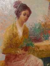 John Adamos Manol "Flower Vendor" Oil Painting - Image 4