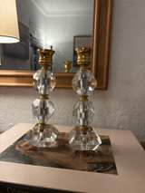Vintage Faceted Lucite Candlestick Holders Set of 2 Gold Tone Hollywood Regency - Image 6
