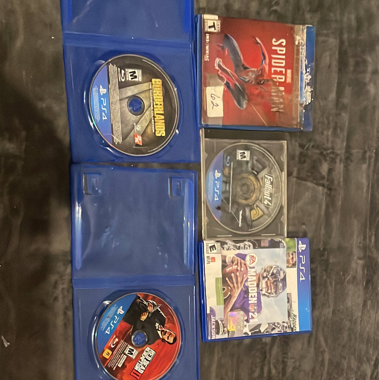 Lot of 5 PlayStation 4 Games (Spider-Man, RDR2, Fallout 4, etc.)