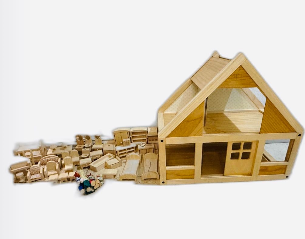 PlanToys Wooden Dollhouse with Furniture view 2