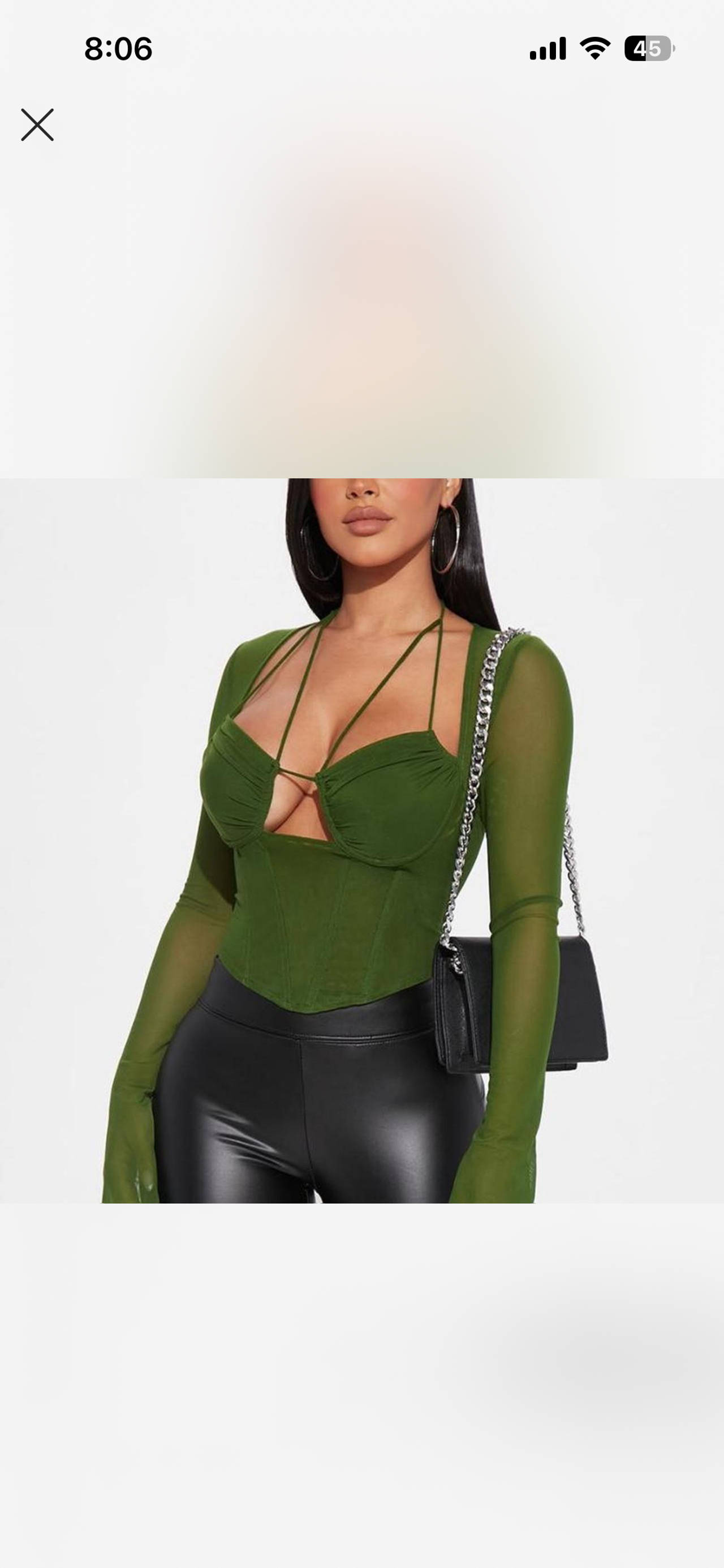 Green Mesh Long Sleeve Corset Top