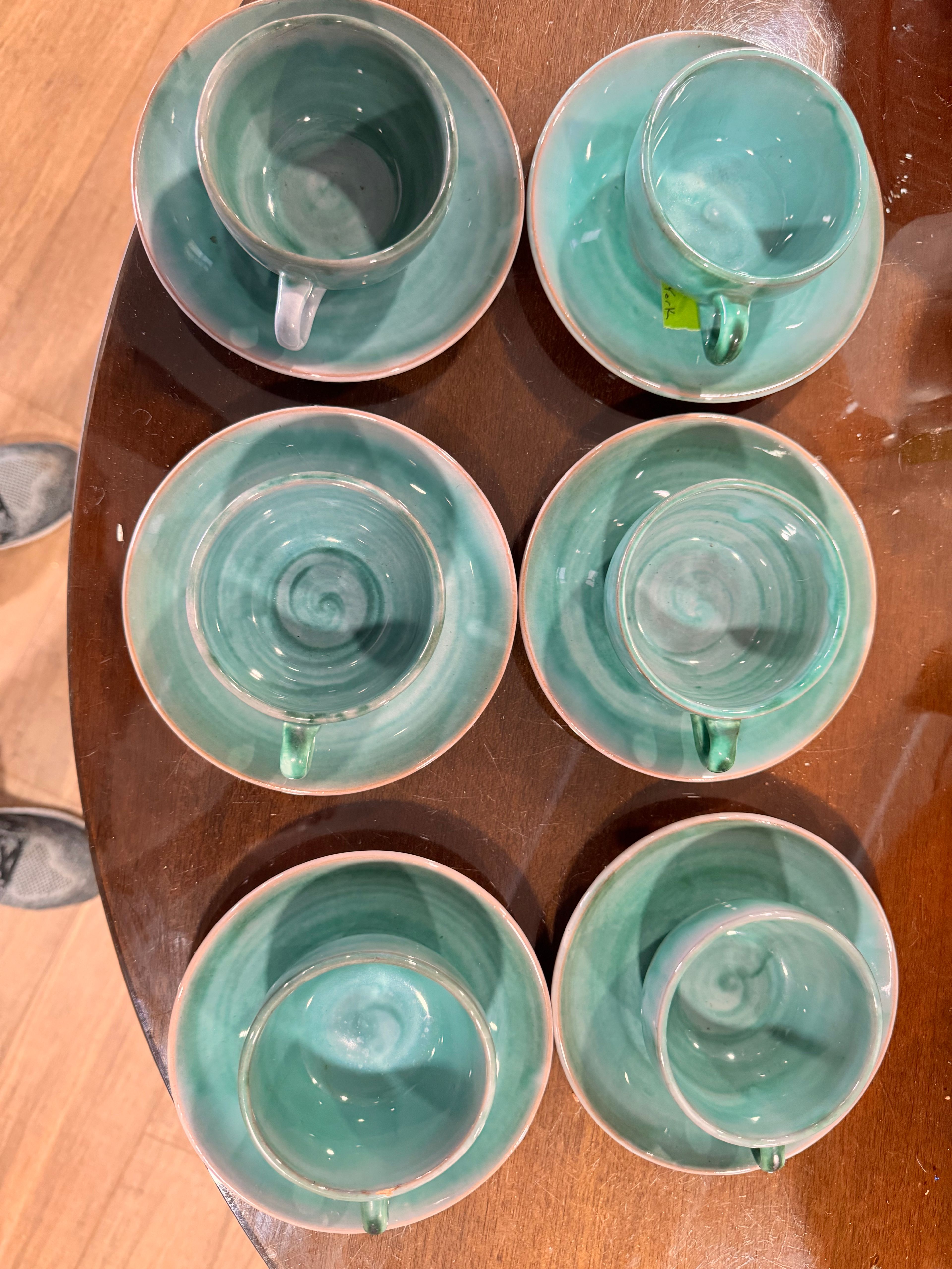 Six Vintage 1940's-1963 Levin Stangl Terra Rose Pottery Tea Coffee Cup & Saucer - Image 6