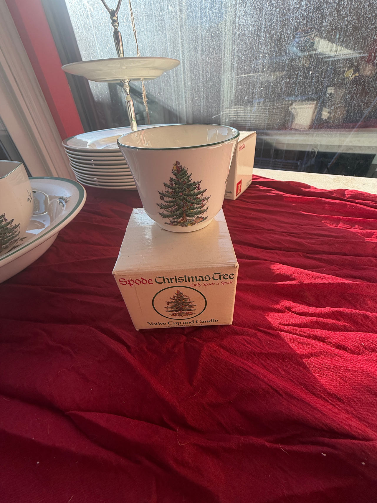 Spode Christmas Tree Votive Cup and Candle