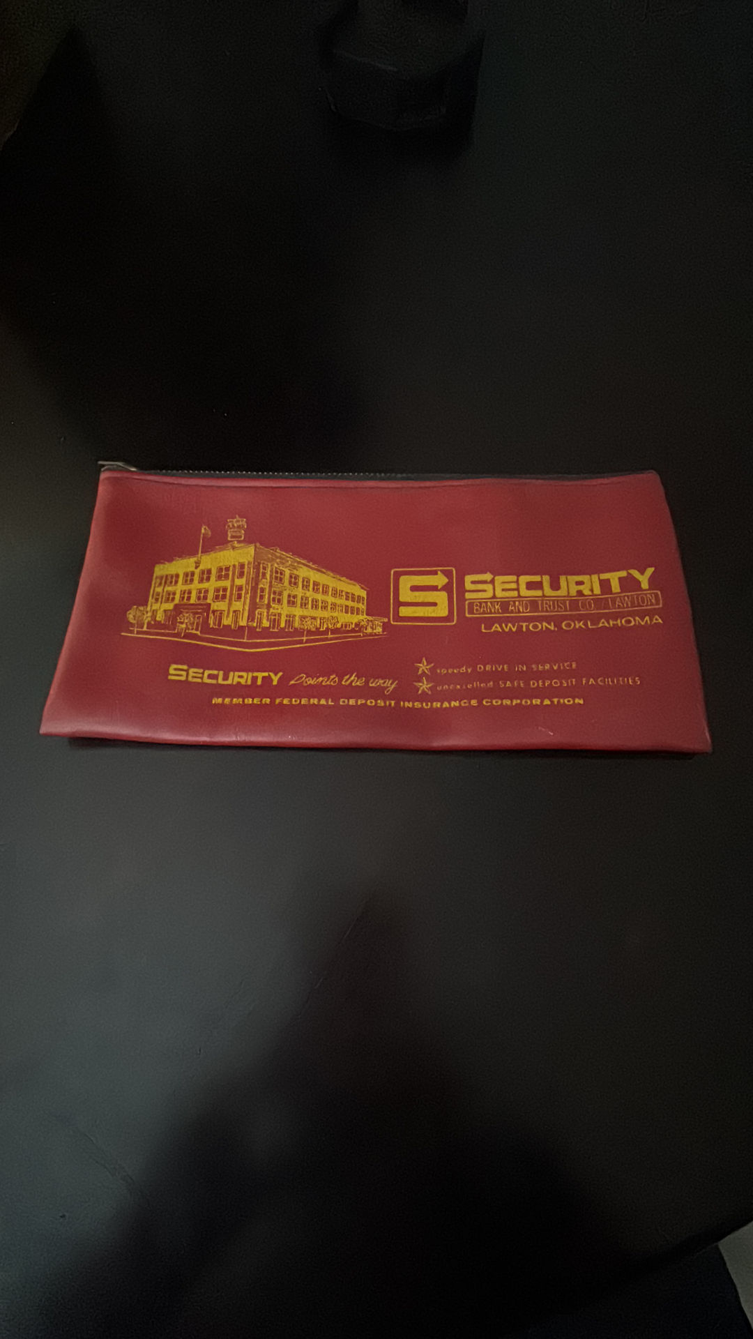 Vintage Security Bank and Trust Co. Lawton Oklahoma Bank Bag