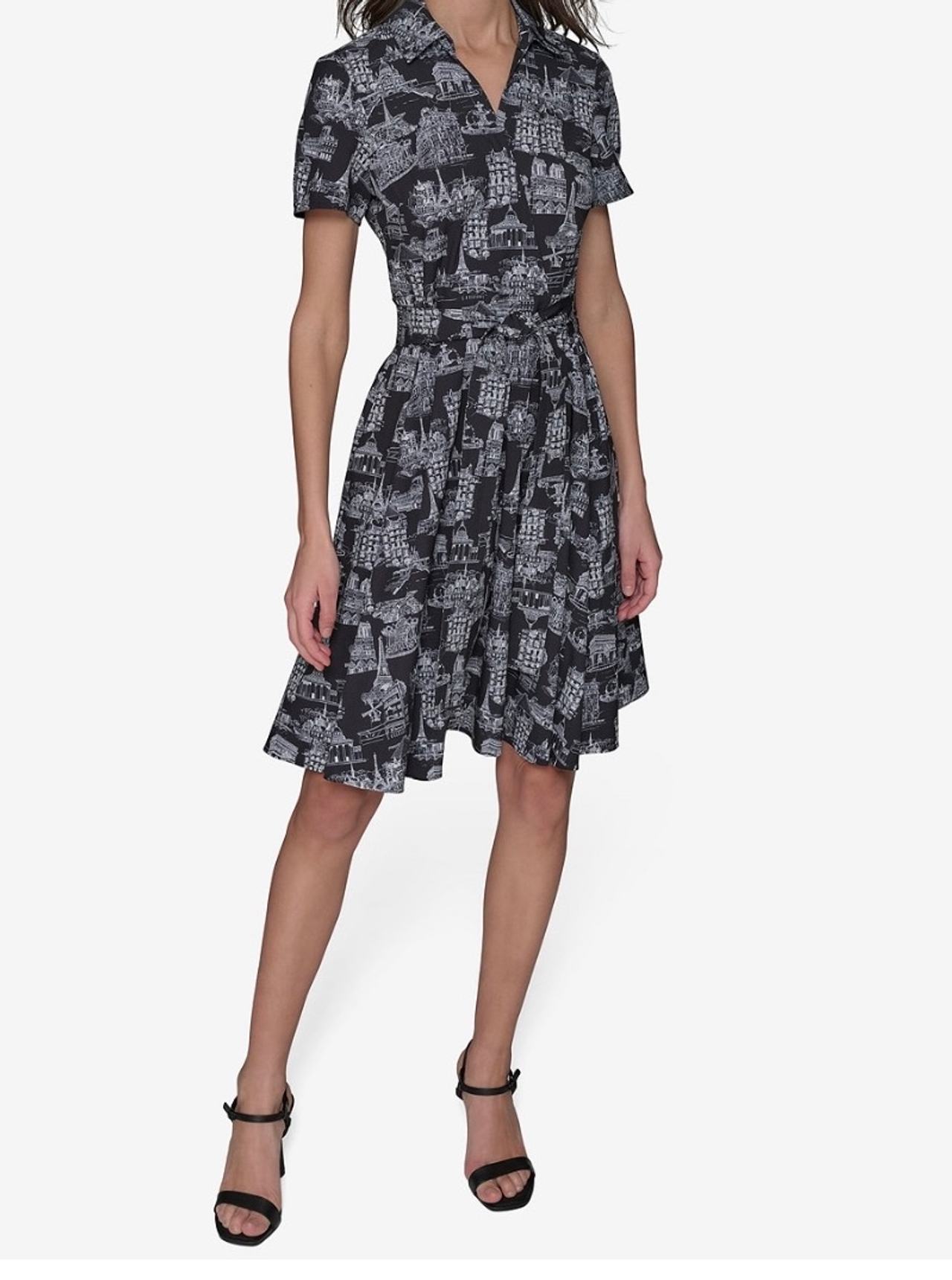 Karl Lagerfeld Paris Cityscape Print Shirt Dress