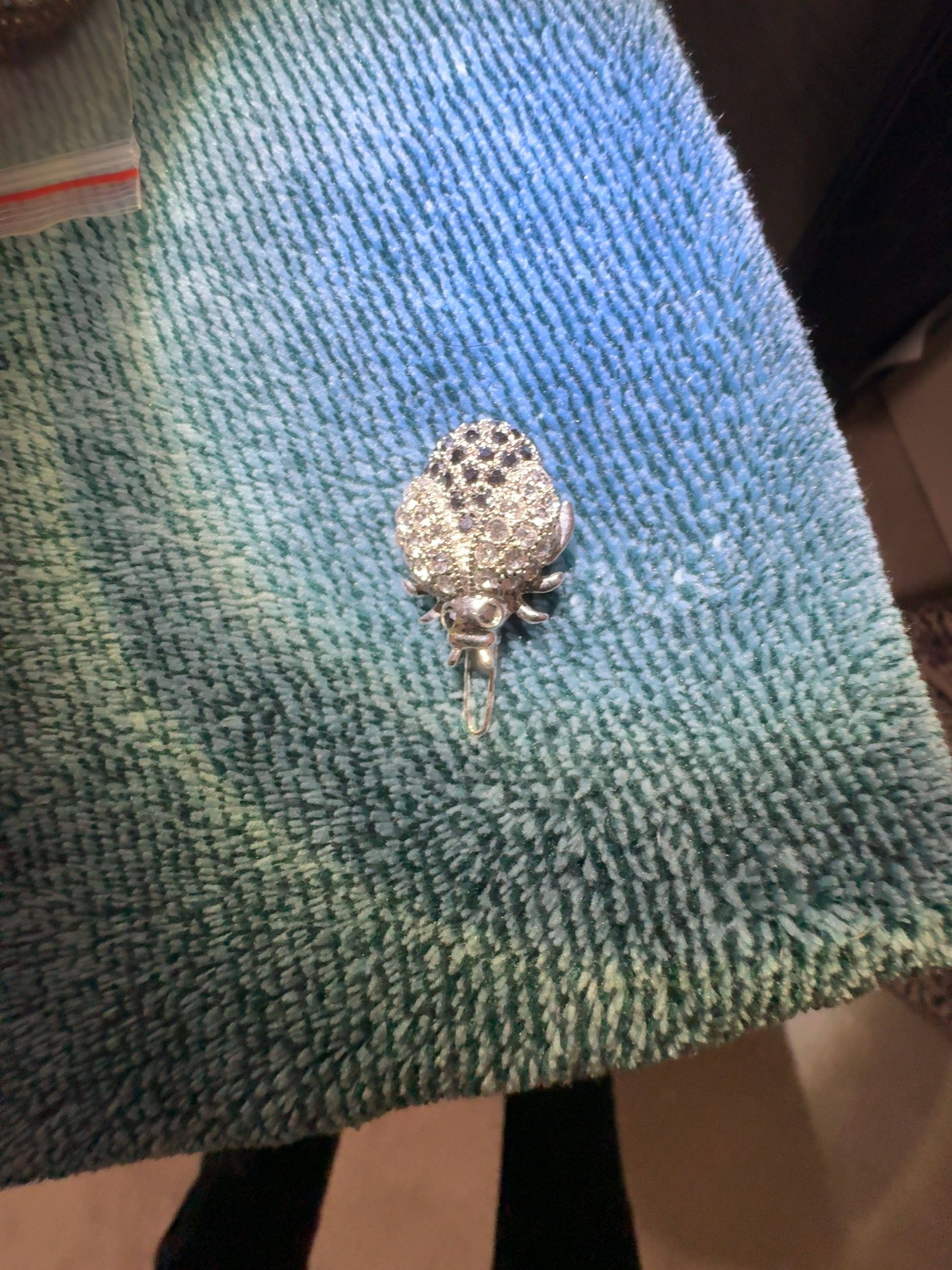 Vintage Silver Tone Ladybug Brooch